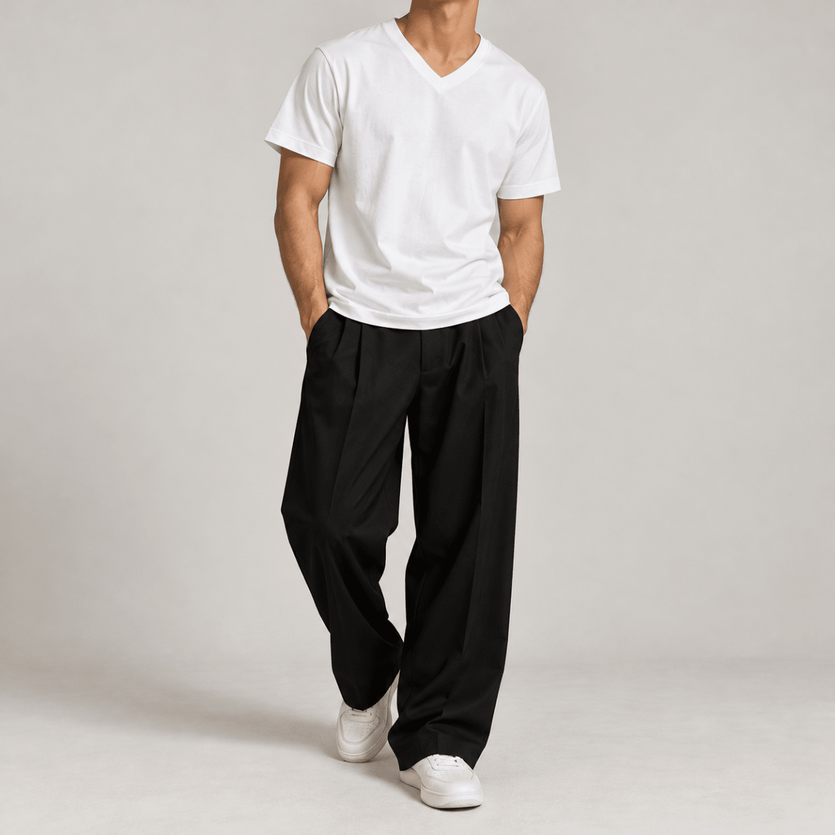 White Unisex V-Neck T-Shirt S - Premium Unisex | LEKSI Pakistan