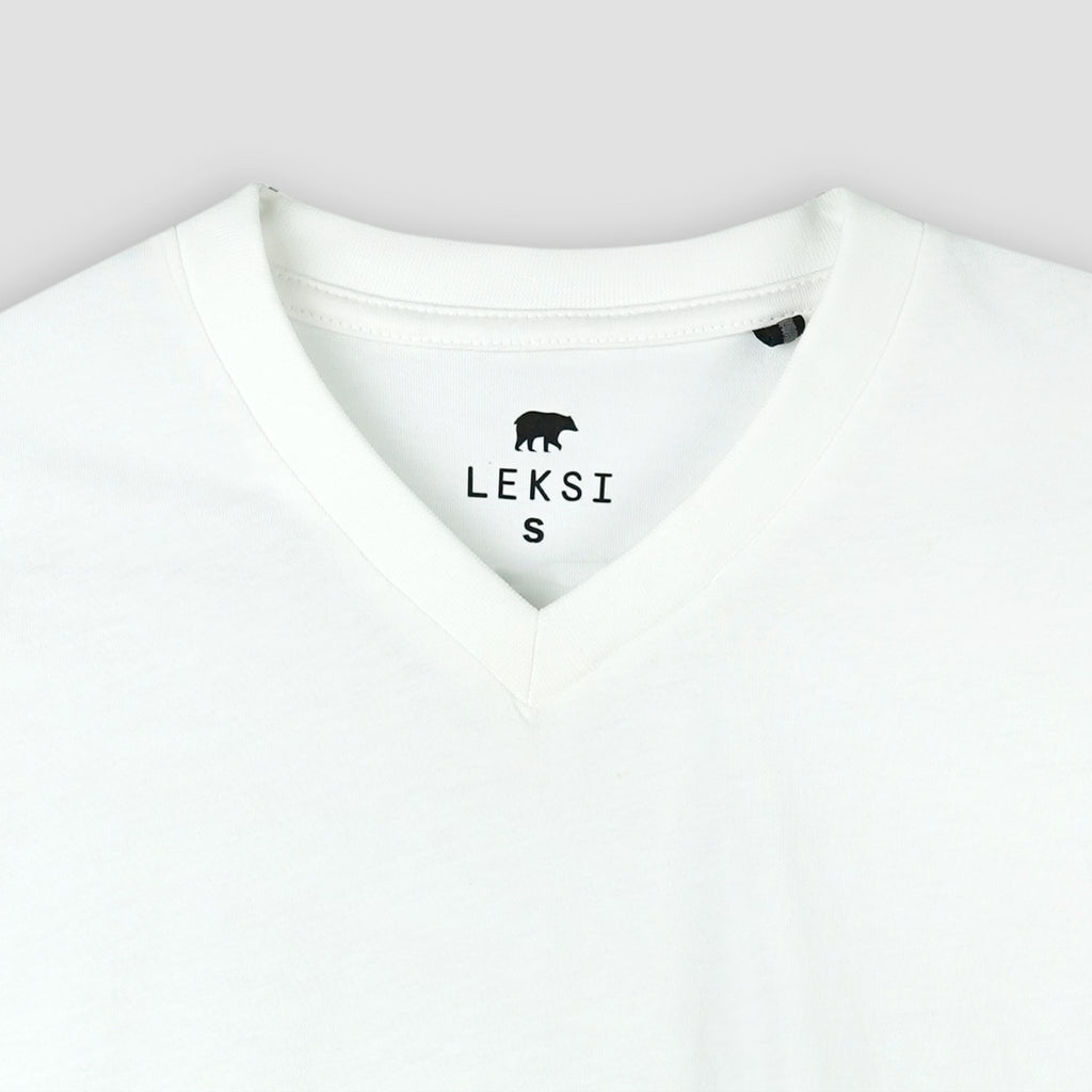 White Unisex V - Neck T-Shirt S - Premium Unisex | LEKSI Pakistan