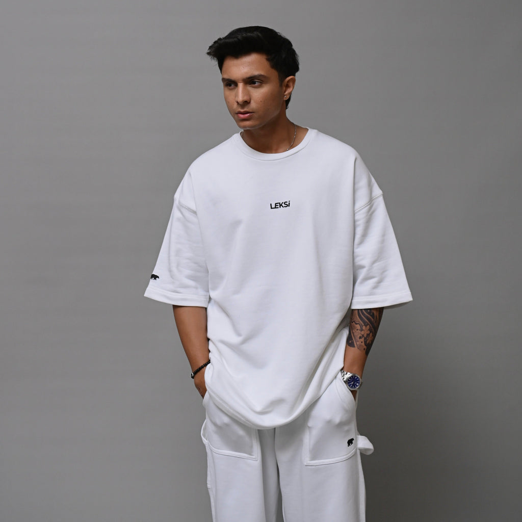White Vanilla Unisex Terry Co - ord S - Premium Unisex Terry Coord | LEKSI Pakistan