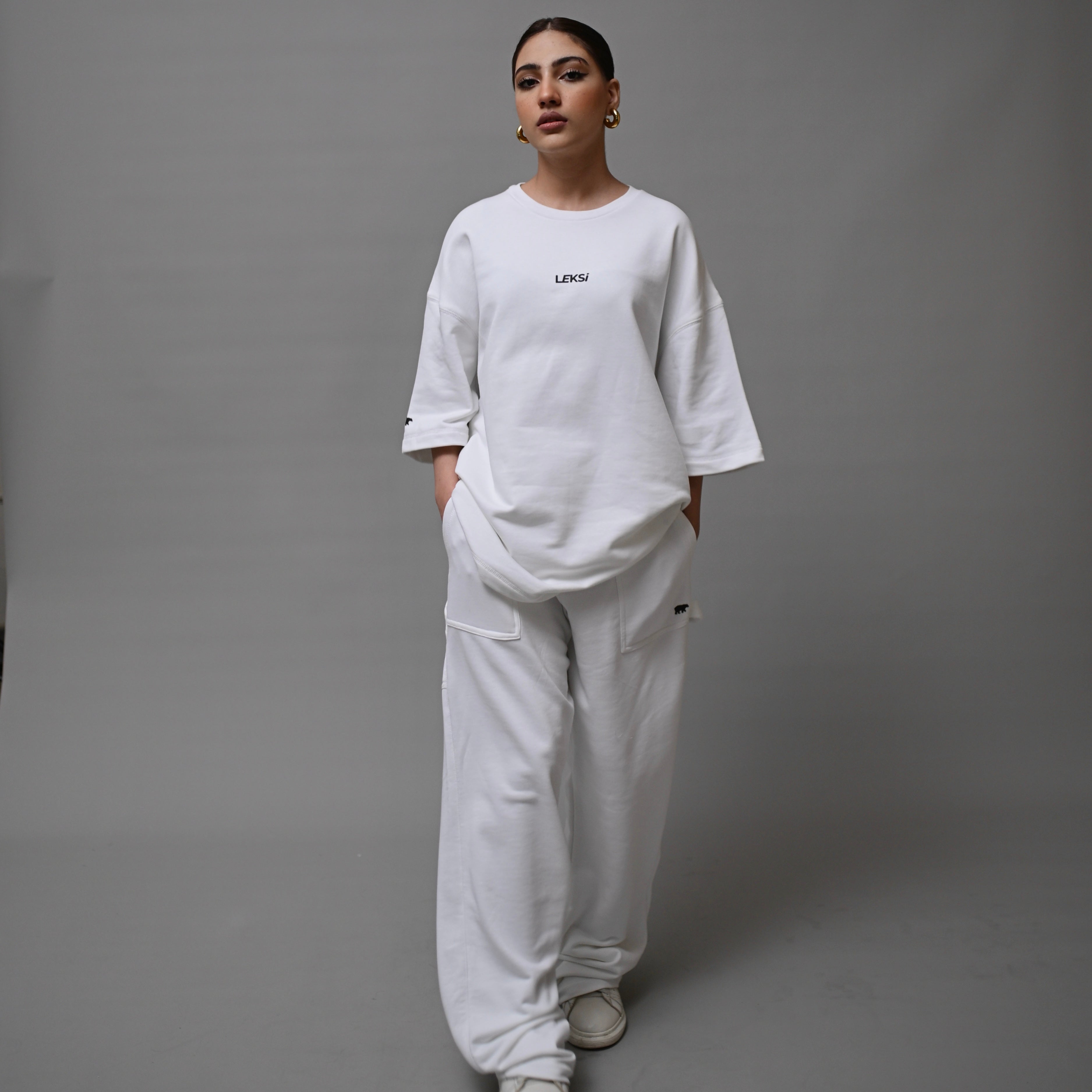 White Vanilla Unisex Terry Co - ord S - Premium Unisex Terry Coord | LEKSI Pakistan