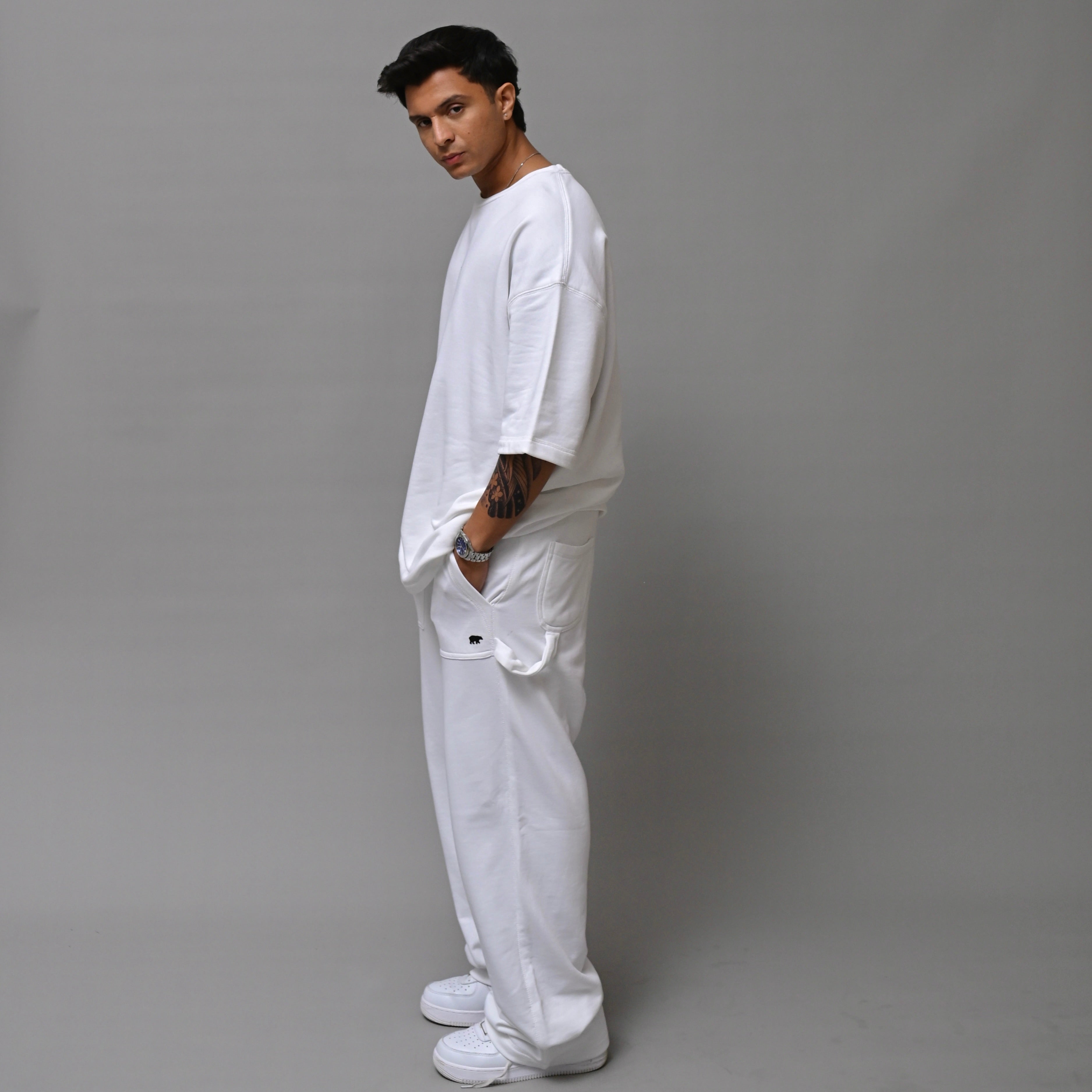 White Vanilla Unisex Terry Co - ord S - Premium Unisex Terry Coord | LEKSI Pakistan
