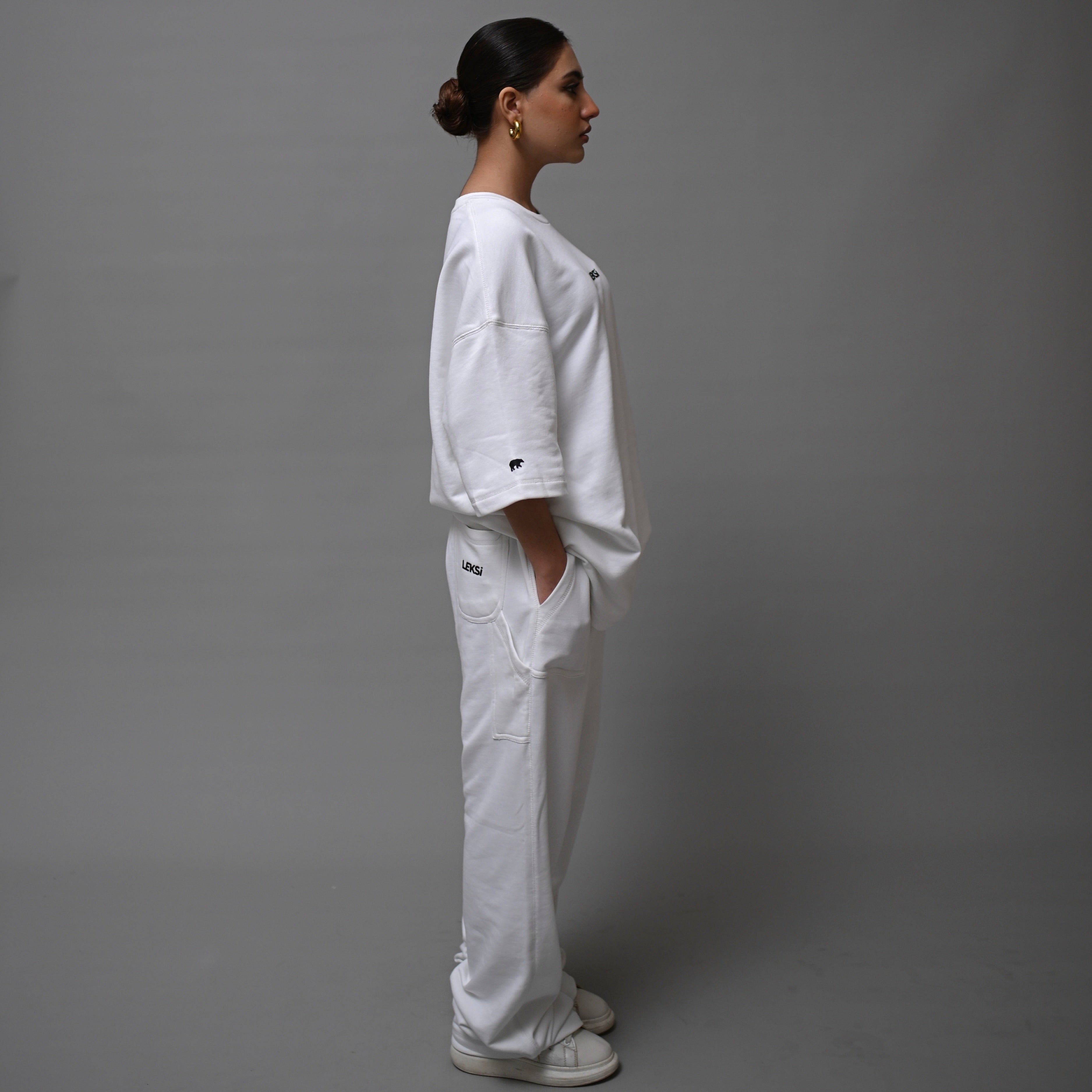 White Vanilla Unisex Terry Co - ord S - Premium Unisex Terry Coord | LEKSI Pakistan