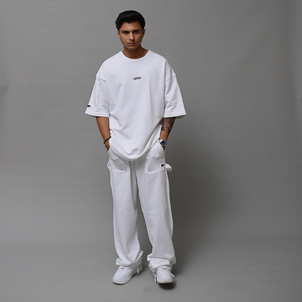 White Vanilla Unisex Terry Co - ord S - Premium Unisex Terry Coord | LEKSI Pakistan