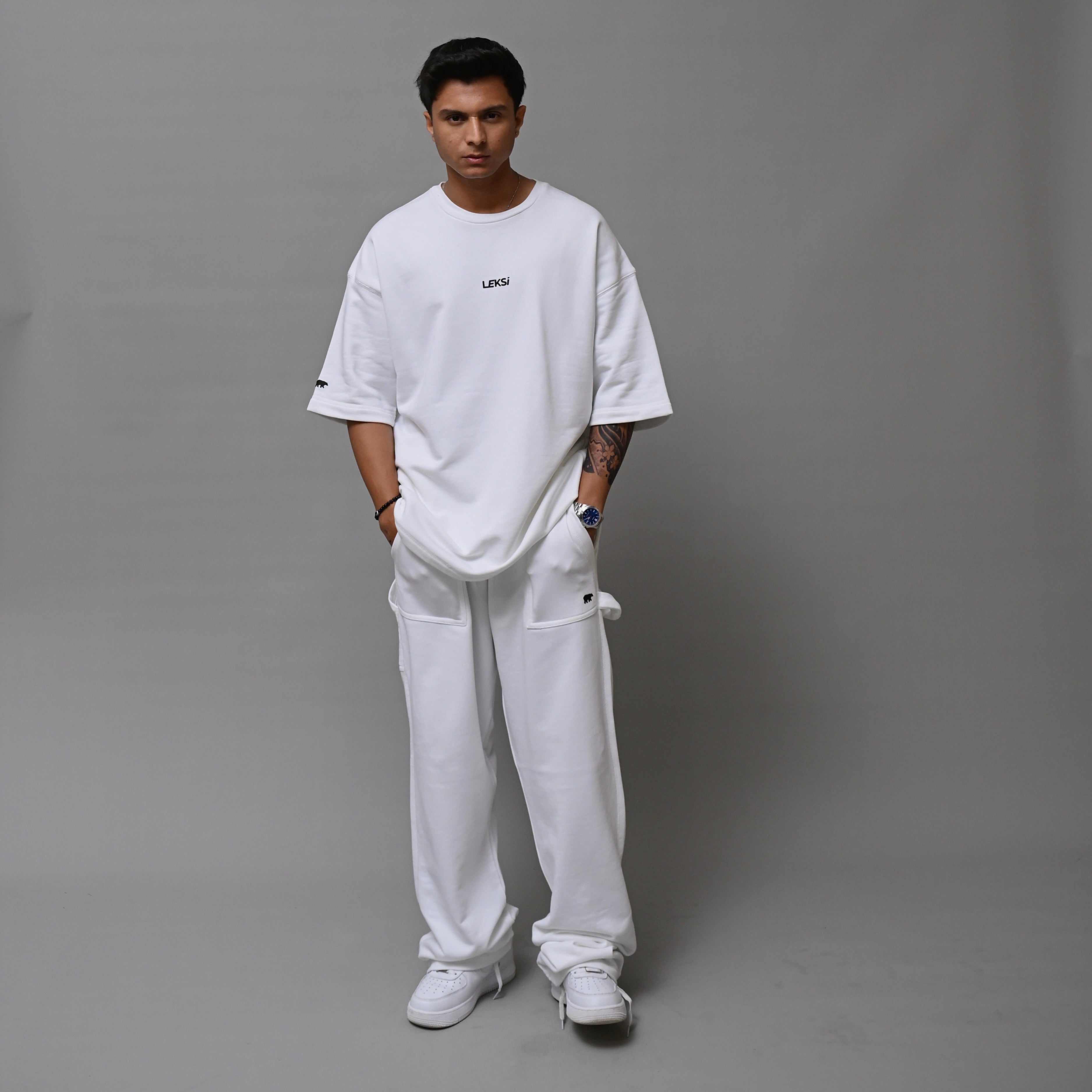 White Vanilla Unisex Terry Co - ord S - Premium Unisex Terry Coord | LEKSI Pakistan