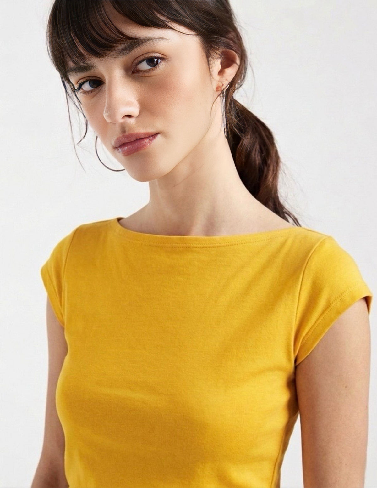 Yellow Boat Neck Top XS - Premium Unisex Square Neck | LEKSI Pakistan