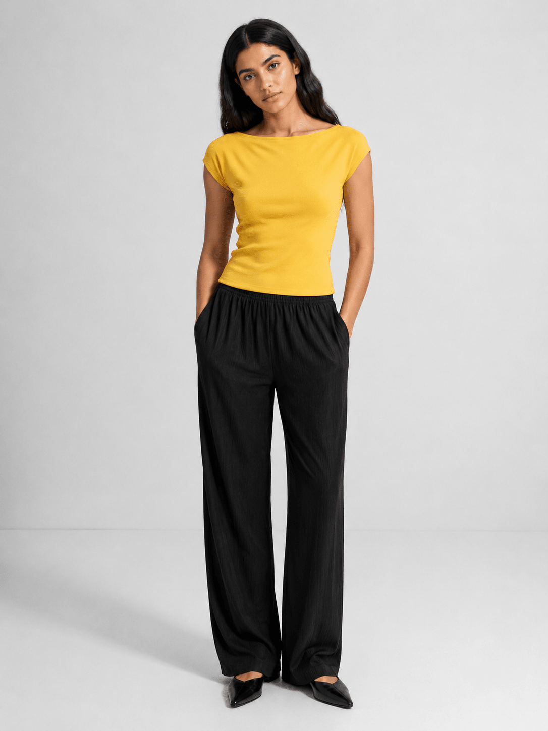 Yellow Boat Neck Top XS - Premium Unisex Square Neck | LEKSI Pakistan