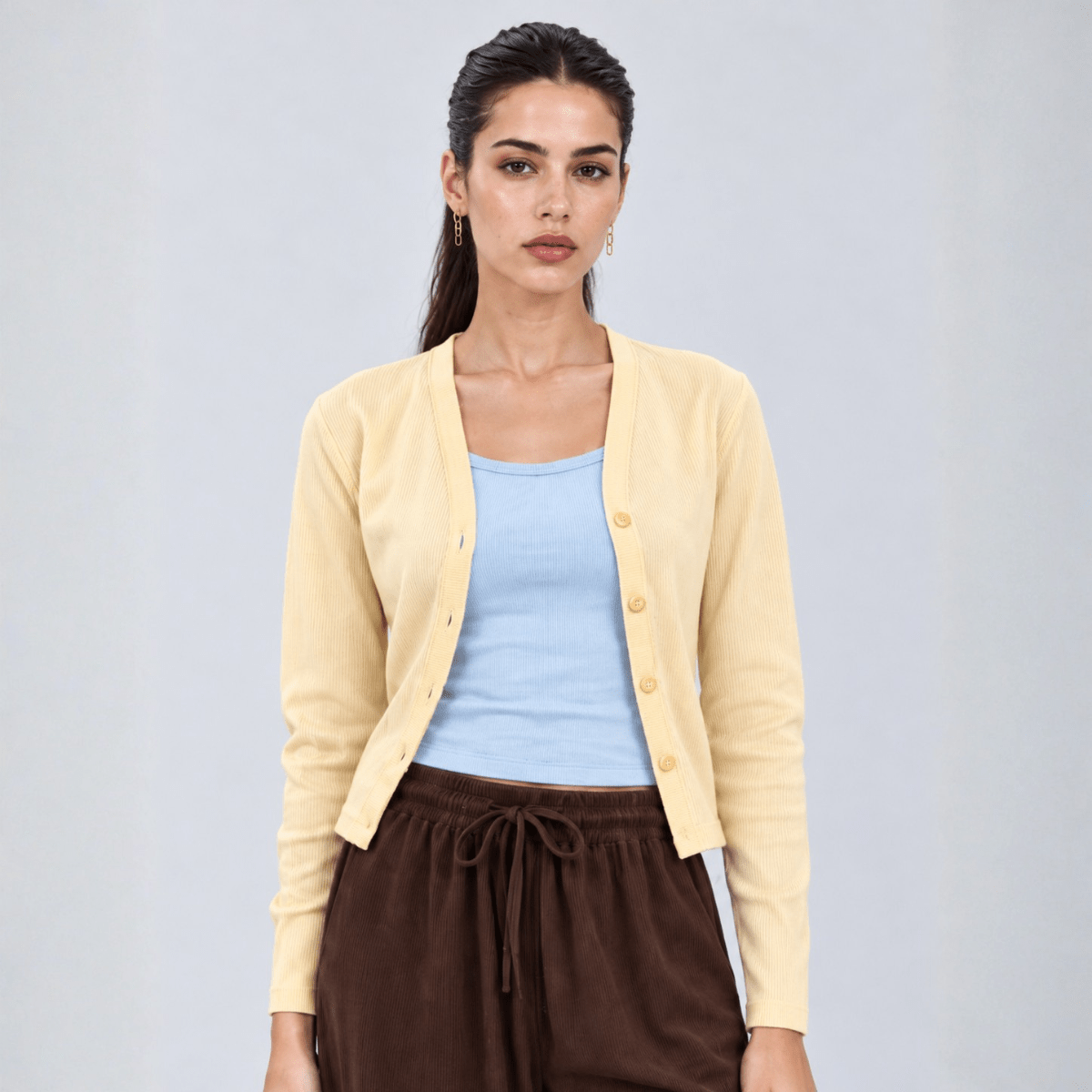 Yellow Drop Needle Cardigan S - Premium Unisex cardigan | LEKSI Pakistan