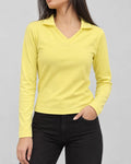 Yellow Full Sleeves Polo Ribbed Shirt XXS - Premium Unisex Polo | LEKSI Pakistan