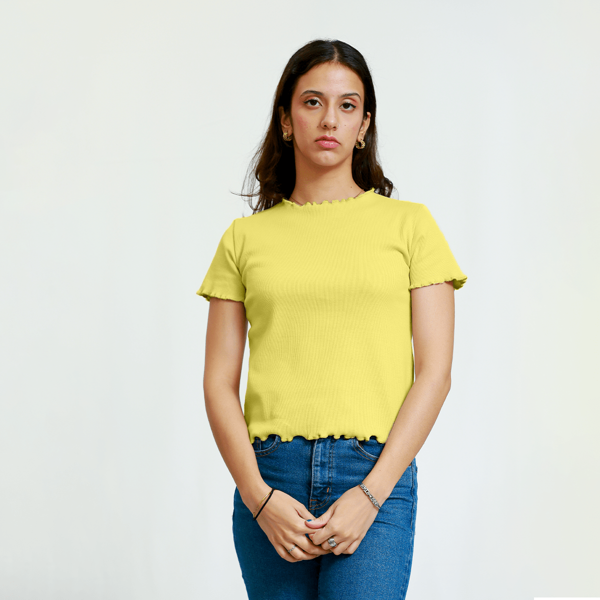 Yellow Ribbed Shirt XXS - Premium Unisex Lettuce | LEKSI Pakistan