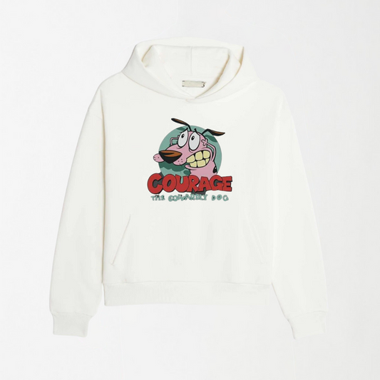 Courage The Cowardly Dog - White Graphic Hoodie