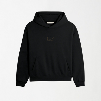 LEKSI Beige Outlined Bear - Graphic Hoodie