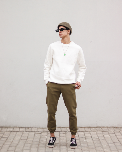 Army Green Unisex Sweatpants - Fleece (Winter-Friendly)