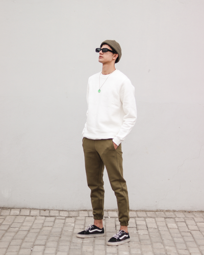 Army Green Unisex Sweatpants - Fleece (Winter-Friendly)