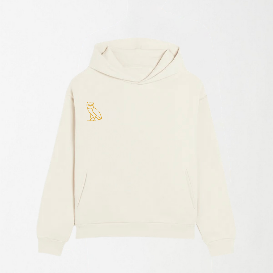 Beige Owl - Off White Graphic Hoodie