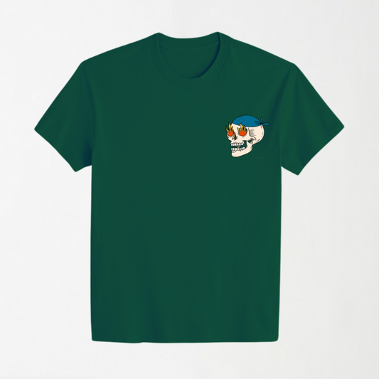 Fire Skull - Dark Green Unisex T-Shirt