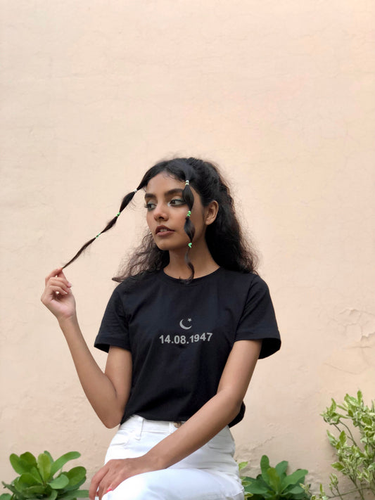 Black Azadi 14.08.47 Reflective T-Shirt