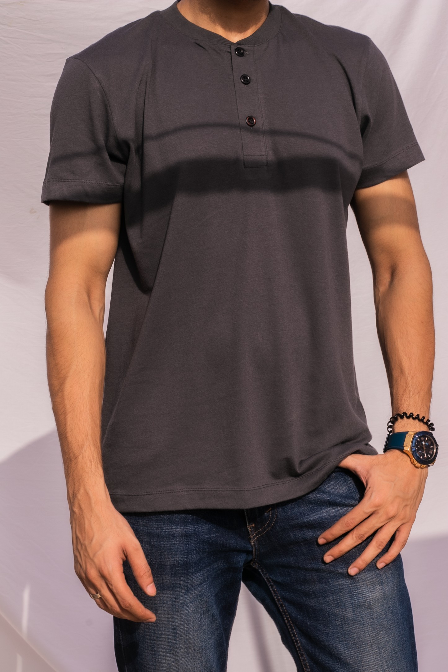 Grey Henley T-Shirt