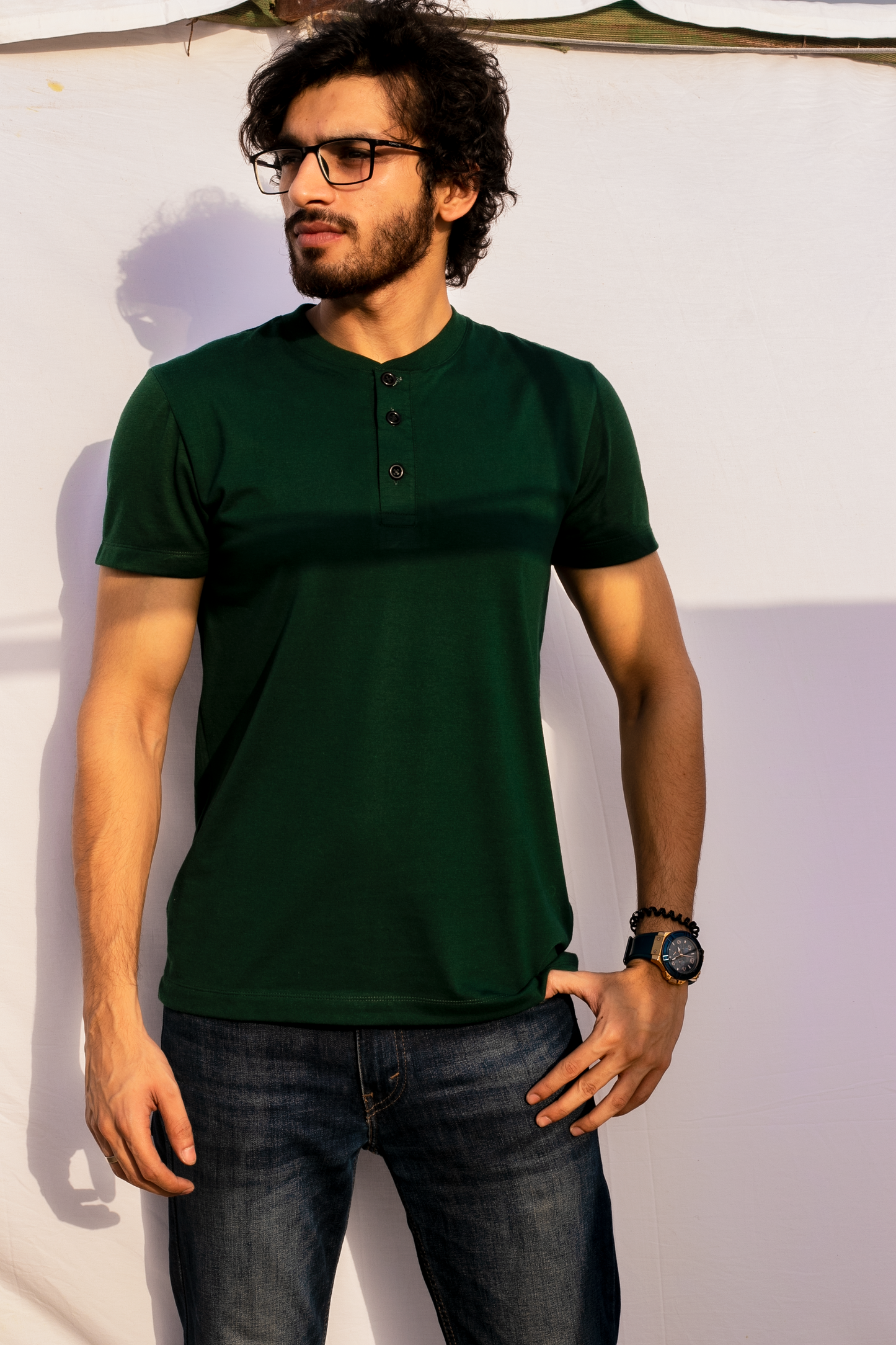 Bottle Green Henley T-Shirt