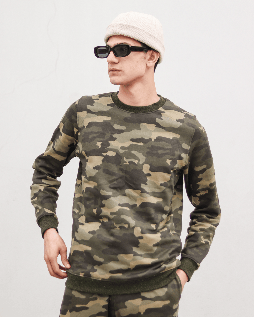 Army Green Print Unisex Sweatshirt XS - Premium Unisex | LEKSI Pakistan