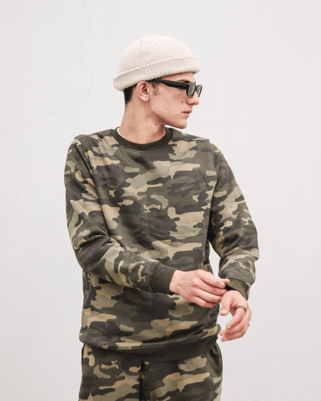 Army Green Print Unisex Sweatshirt XS - Premium Unisex | LEKSI Pakistan