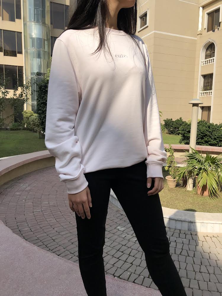 Baby Pink Unisex Sweatshirt - MOOD (Cute) XS - Premium Unisex | LEKSI Pakistan