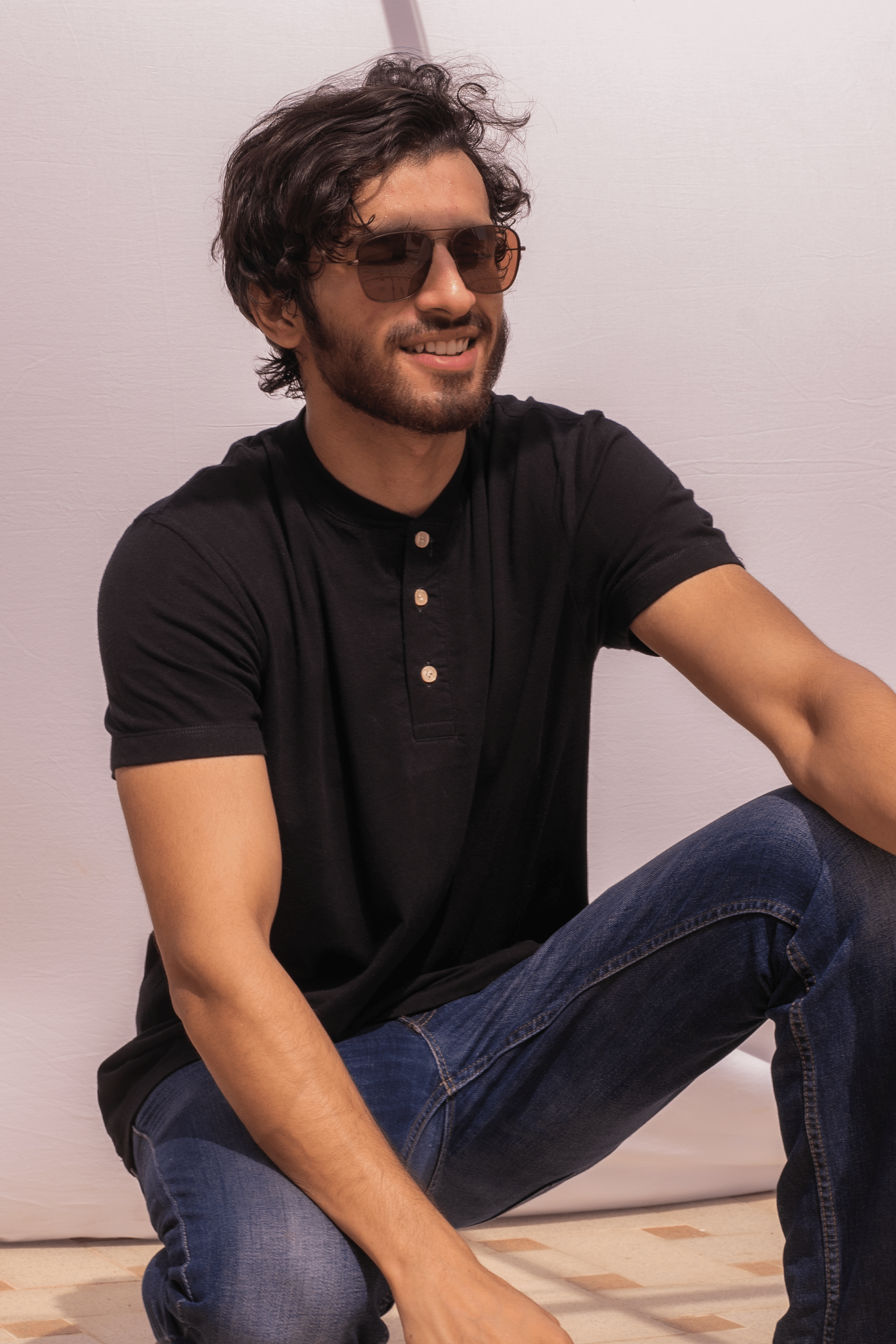 Black Henley T-Shirt S - Premium Unisex Men's T-Shirt | LEKSI Pakistan