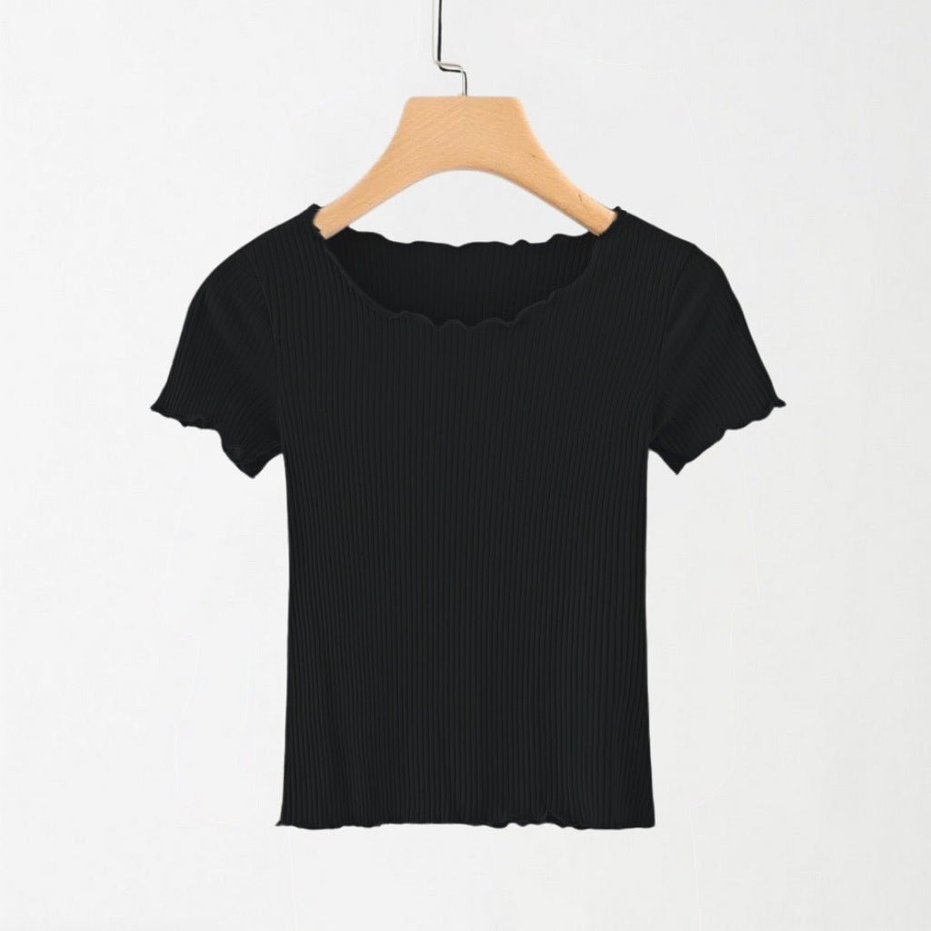 Black Ribbed Shirt XXS - Premium Unisex Lettuce | LEKSI Pakistan
