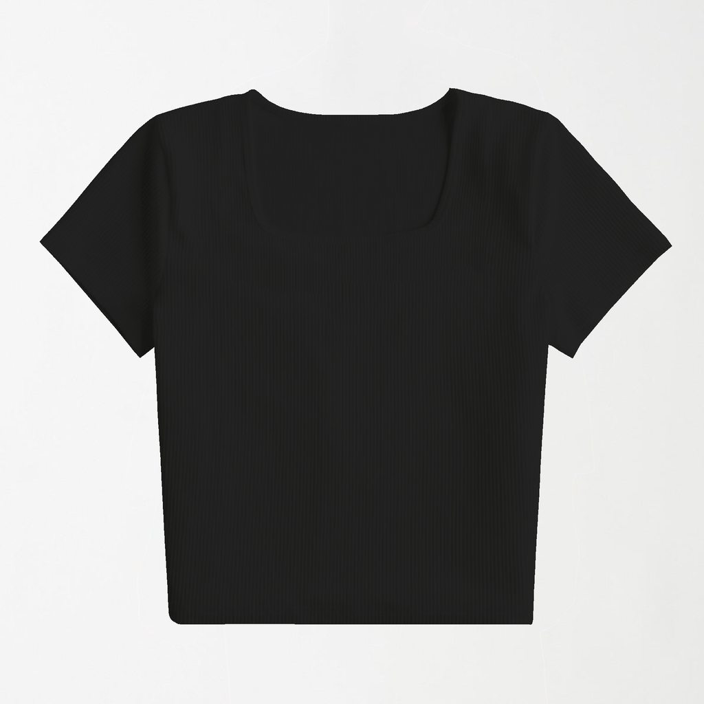 Black Square Neck Ribbed Shirt XXS - Premium Unisex Square Neck | LEKSI Pakistan