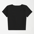 Black Square Neck Ribbed Shirt XXS - Premium Unisex Square Neck | LEKSI Pakistan