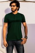 Bottle Green Henley T-Shirt S - Premium Unisex | LEKSI Pakistan