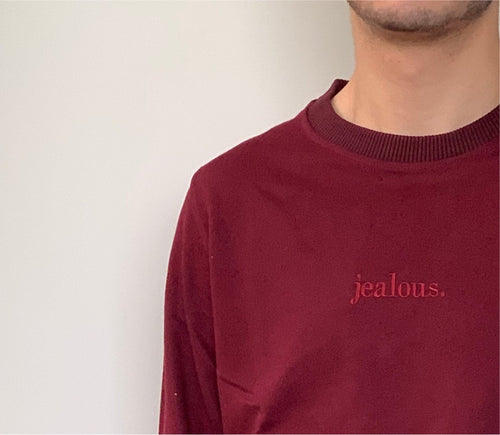 Burgundy Unisex Sweatshirt - MOOD (Jealous) S - Premium Unisex | LEKSI Pakistan