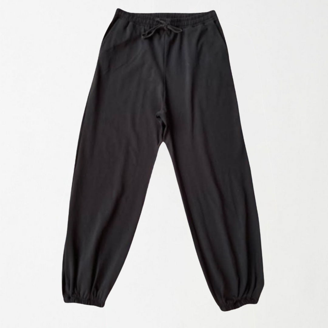 Cropped Baggy Pants  - Black (Summer-Friendly)