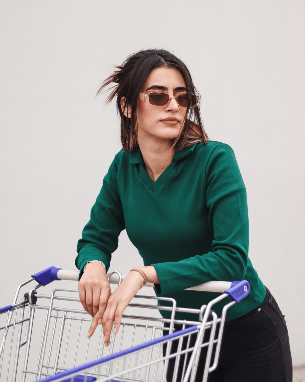 Dark Green Full Sleeves Polo Ribbed Shirt XXS - Premium Unisex Polo | LEKSI Pakistan