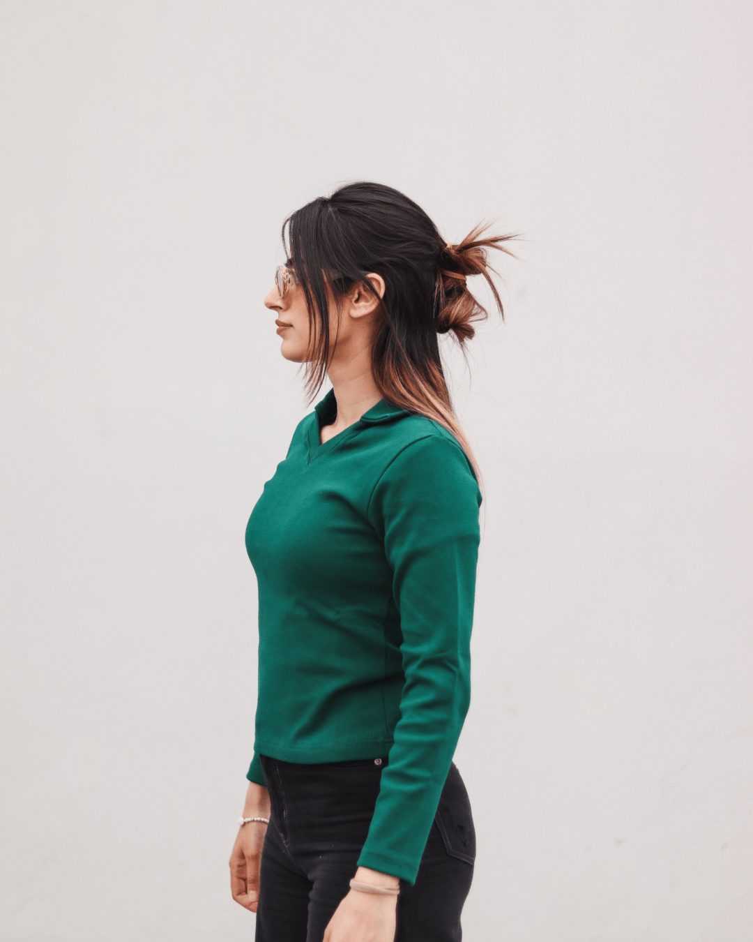 Dark Green Full Sleeves Polo Ribbed Shirt XXS - Premium Unisex Polo | LEKSI Pakistan