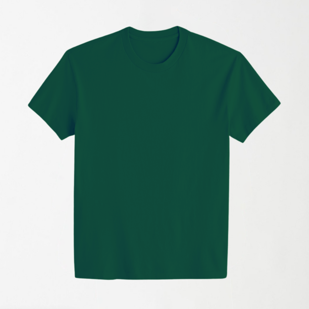 Dark Green - Plain Round Neck Unisex Plain T-Shirt XXS - Premium Unisex | LEKSI Pakistan