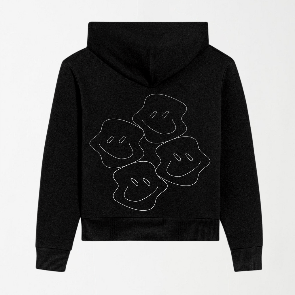Flash Reflective Smileys on Back - Black Graphic Hoodie S - Premium Unisex | LEKSI Pakistan