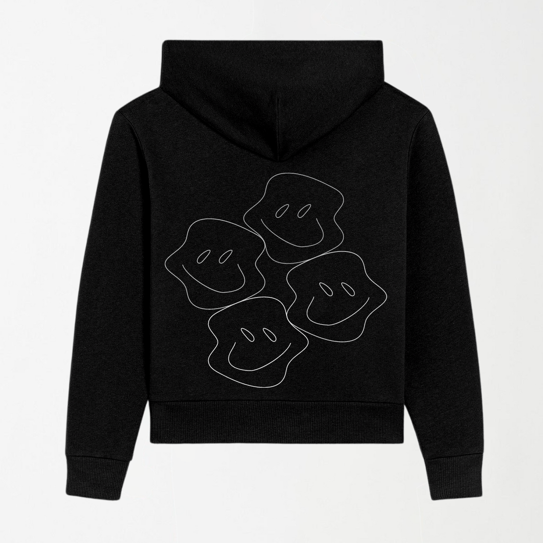 Flash Reflective Smileys on Back - Black Graphic Hoodie S - Premium Unisex | LEKSI Pakistan