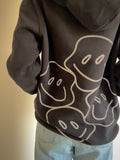 Flash Reflective Smileys on Back - Black Graphic Hoodie S - Premium Unisex | LEKSI Pakistan