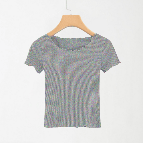 Heather Grey Ribbed Shirt XXS - Premium Unisex Lettuce | LEKSI Pakistan