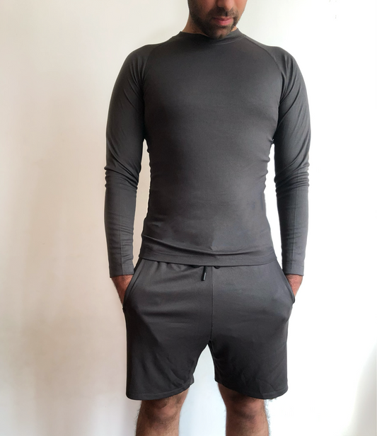 Grey Long-Sleeved Activewear Shirt