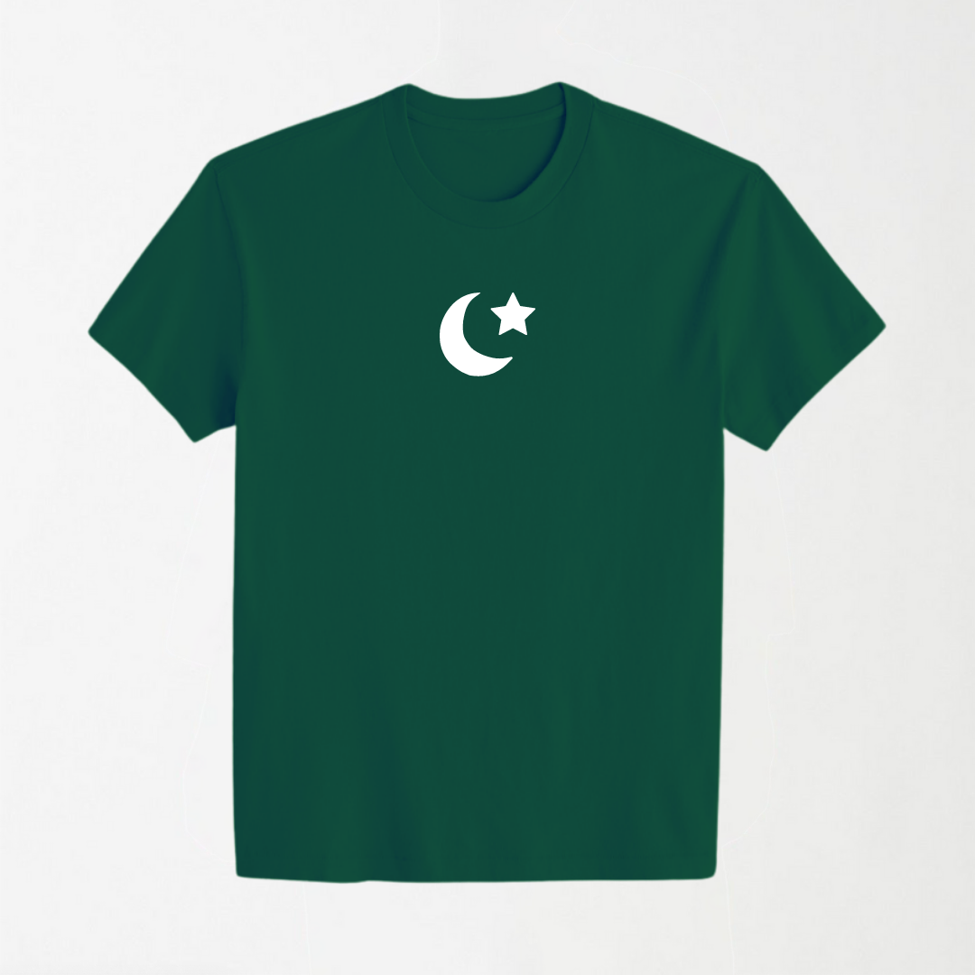 Pakistan Crescent & Moon - Green Round Neck Unisex T-Shirt - 14th August Special
