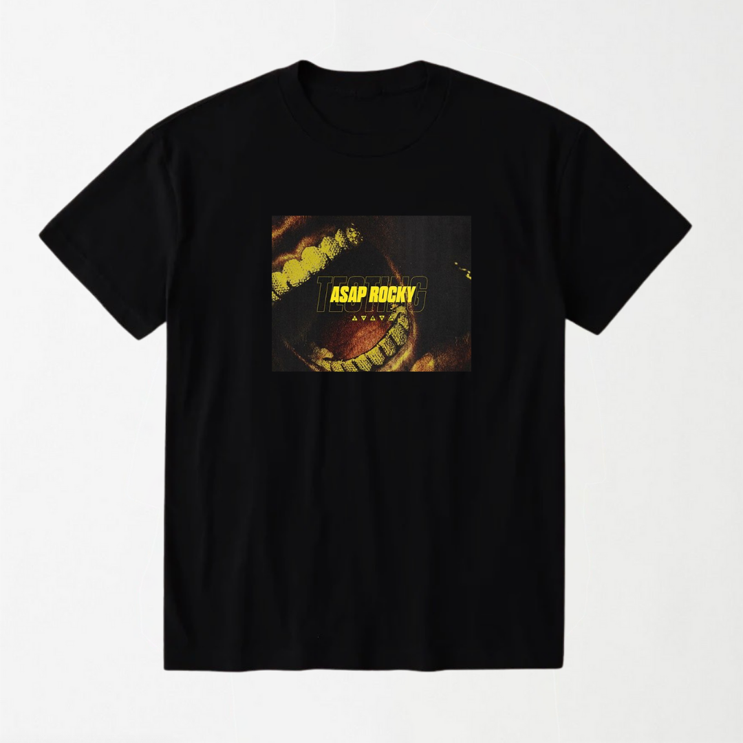 Testing A$AP Rocky - Black Round Neck Unisex T-Shirt