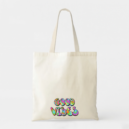 Good Vibes - White Cotton Tote Bag