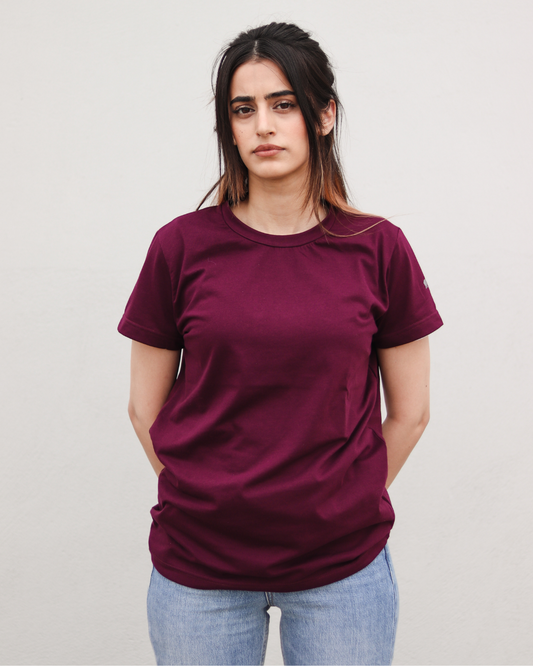 Purple - Plain Round Neck Unisex T-Shirt