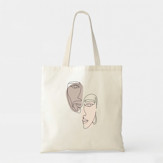 Abstract Faces - White Cotton Tote Bag