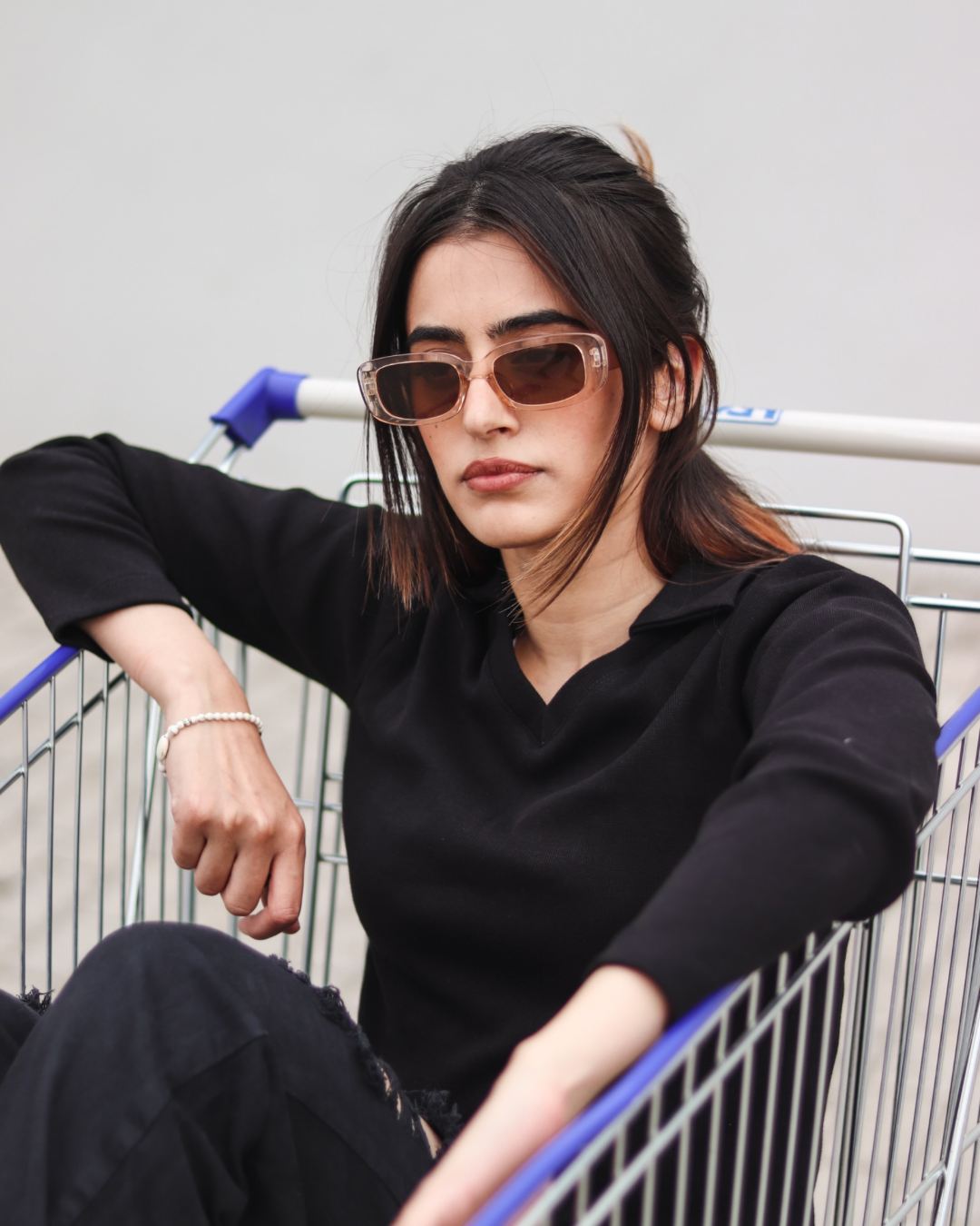 Black Full Sleeves Polo Ribbed Shirt