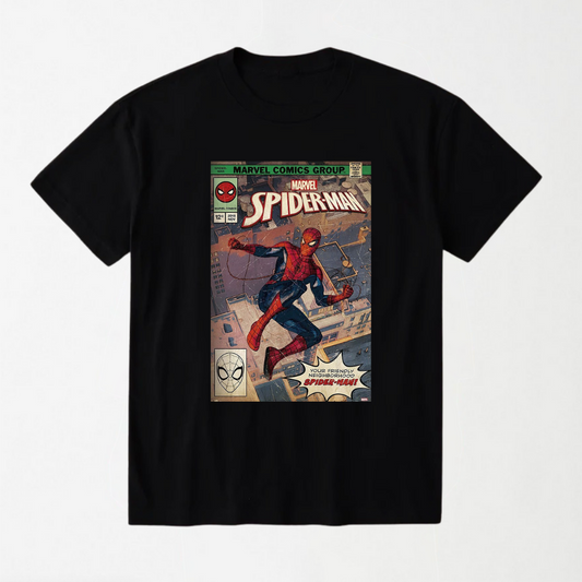 Spiderman - Black Round Neck Unisex T-Shirt