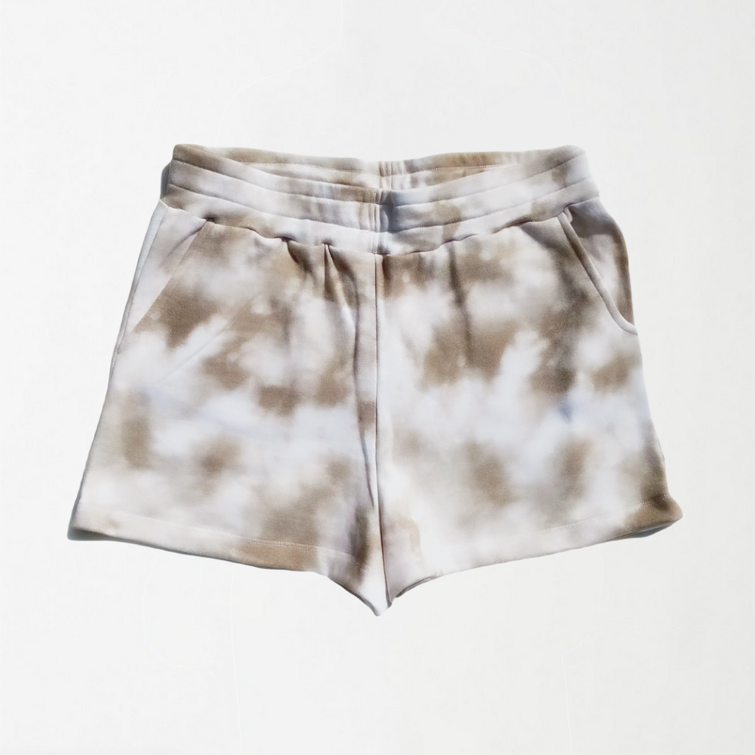 Brown French Terry Tie-Dye Women’s Shorts