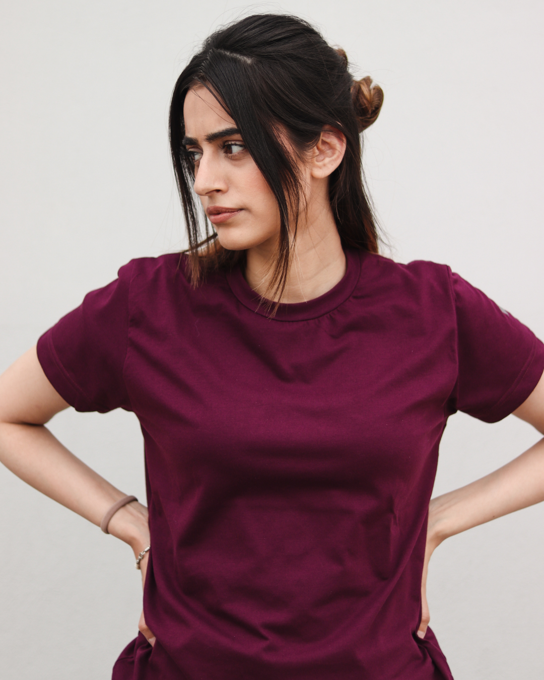 Purple - Plain Round Neck Unisex T-Shirt