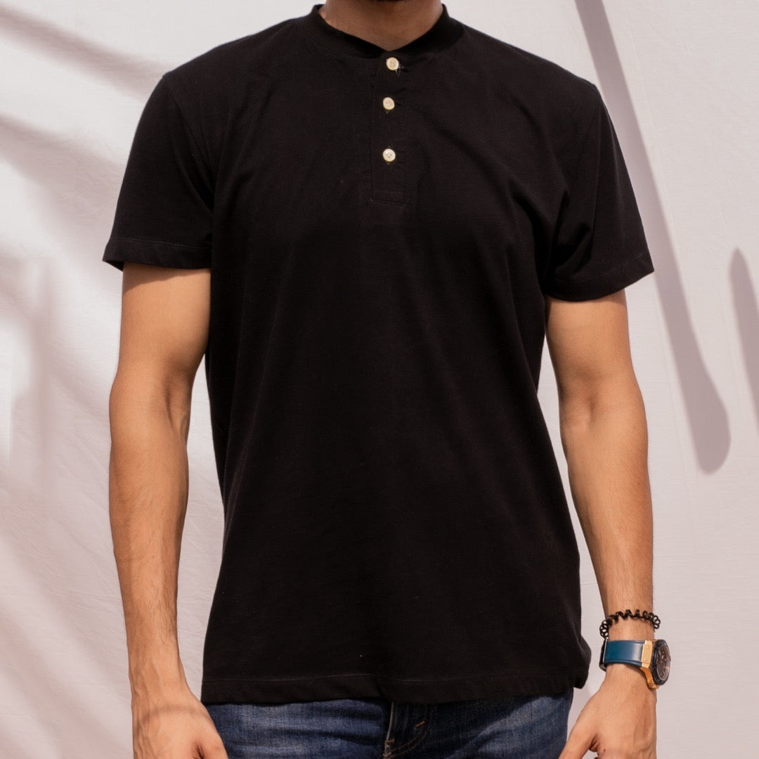 Black Henley T-Shirt